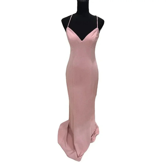 NEW- NWOT Katie May Luna Gown Dress 6 Dusty Rose Maxi Backless Formal - Picture 3 of 7